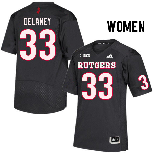 Women #33 Donovan Delaney Rutgers Scarlet Knights College Football Jerseys Stitched Sale-Black - Click Image to Close